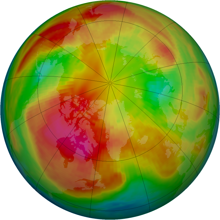 Arctic ozone map for 28 February 1991